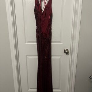 Cinderella Deep Red Backless Dress